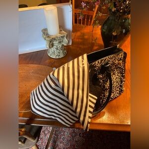 Henri Bendel lizard and calf hair handbag